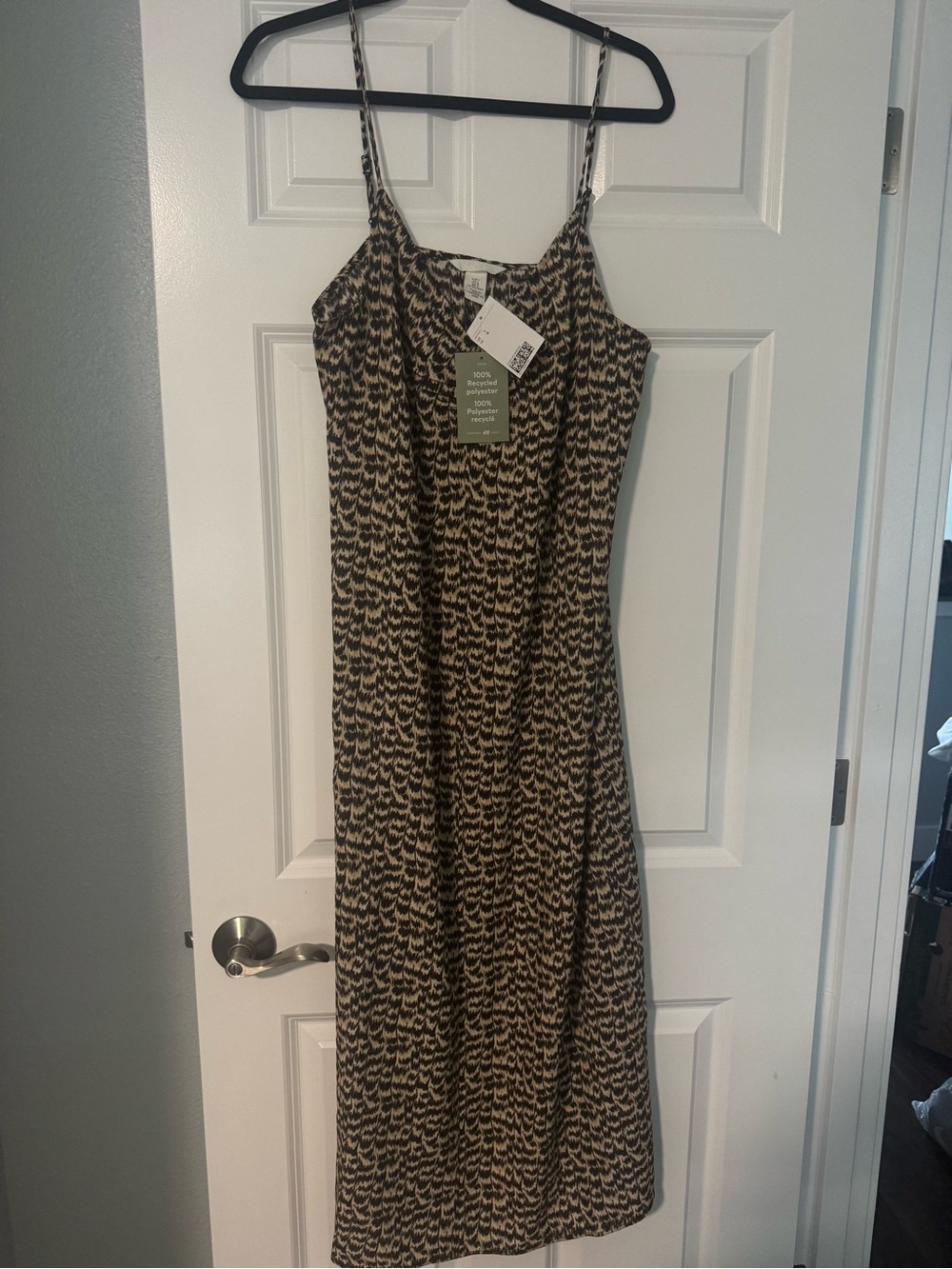 H&M Brown and Black Printed Midi Slip Dress